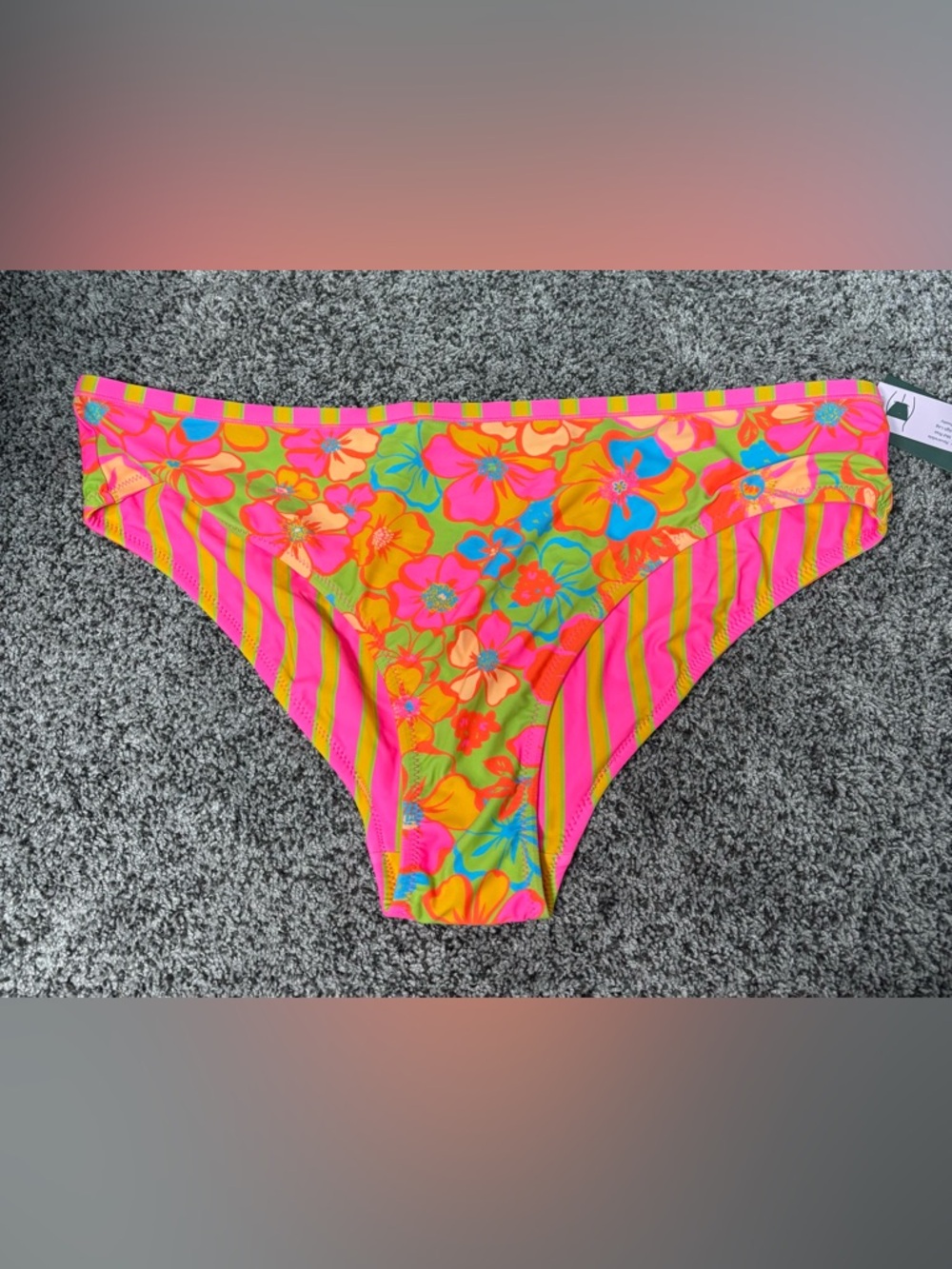 wild fable Neon Floral & Stripe Bikini Bottoms - Pink, Green, Orange, Blue